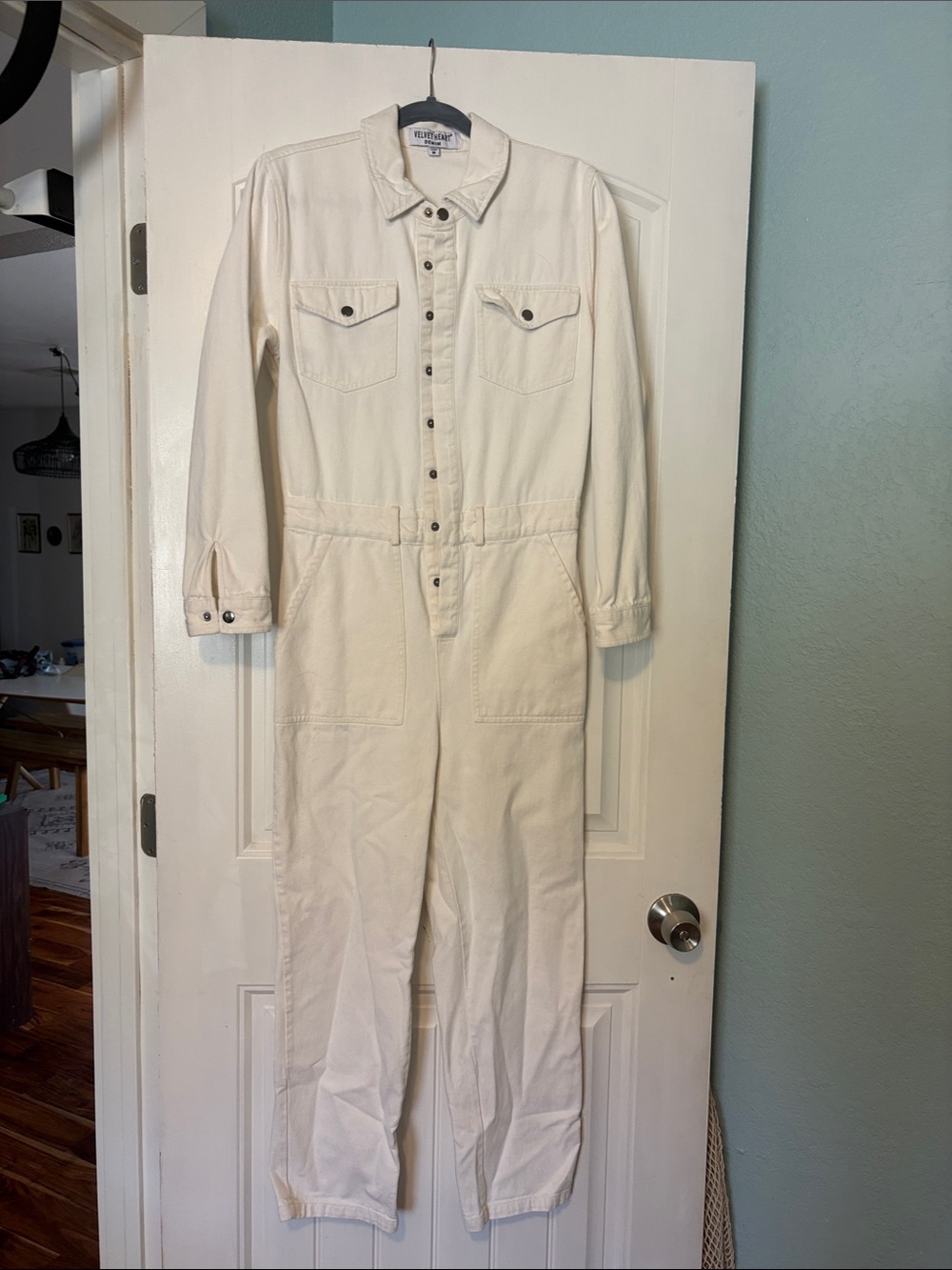 Utility Cotton Jumpsuit in Cream